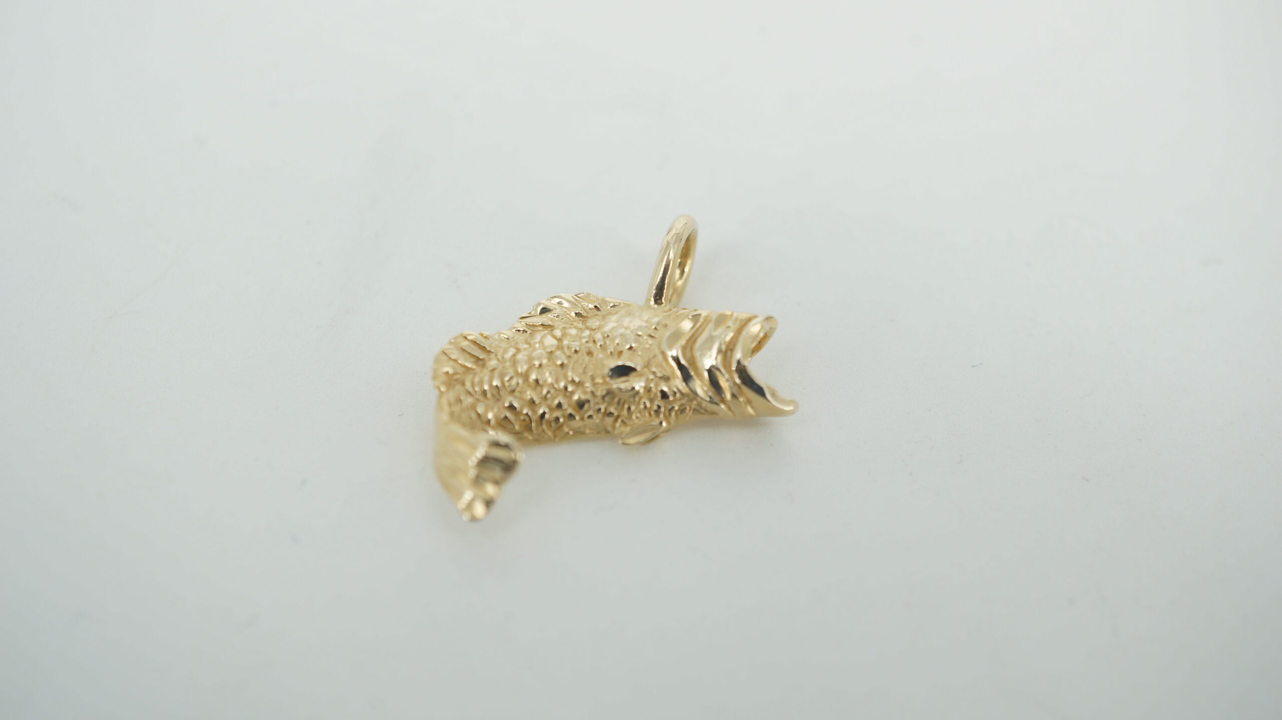 Big Mouth BASS Sport Fish Pendant Charm 14K Gold Three-Dimensional, - Ruby  Lane