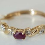 Beautiful-10k-Gold-Ruby-and-Diamond-Hoop-Earrings-292736166854
